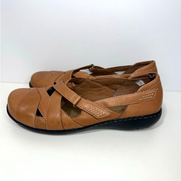 Clarks Bendables Mary Jane Flats Size 8.5W Brown Leather - Picture 4 of 8